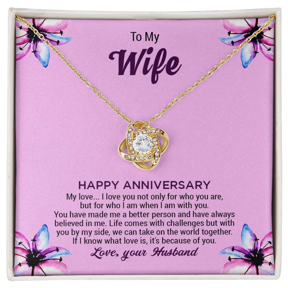 To My Wife Happy Anniversary - Love Knot Necklace