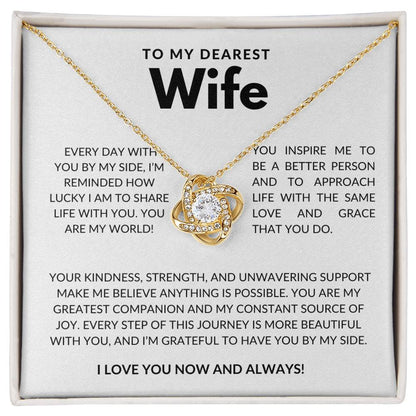 To My Dearest Wife Love Knot Necklace