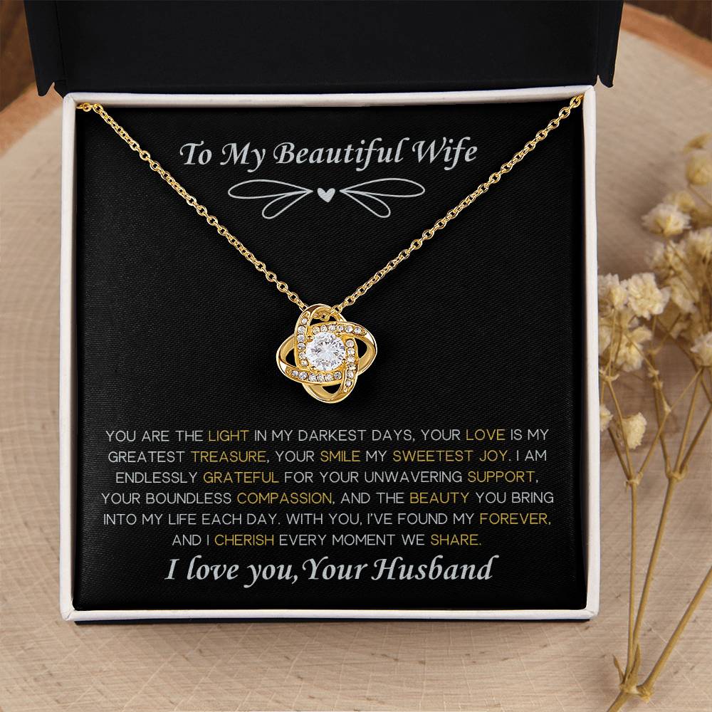 To My Beautiful Wife Love Knot Necklace From Husband