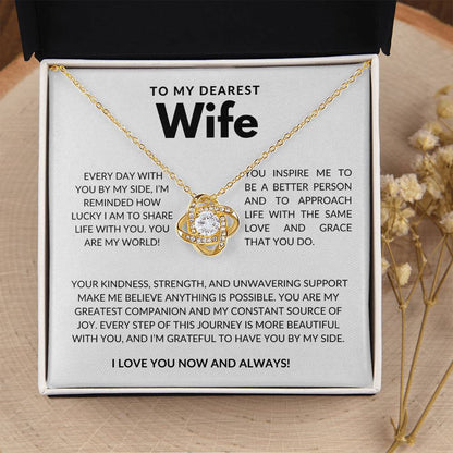 To My Dearest Wife Love Knot Necklace
