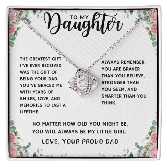Always My Little Girl Daughter Love Knot Necklace