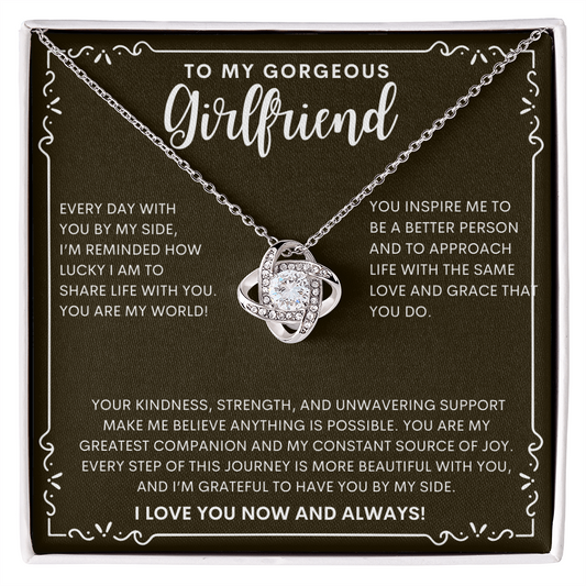 To My Gorgeous Girlfriend Love Knot Necklace