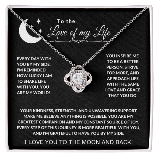 Love of My Life Moon and Back Love Knot Necklace