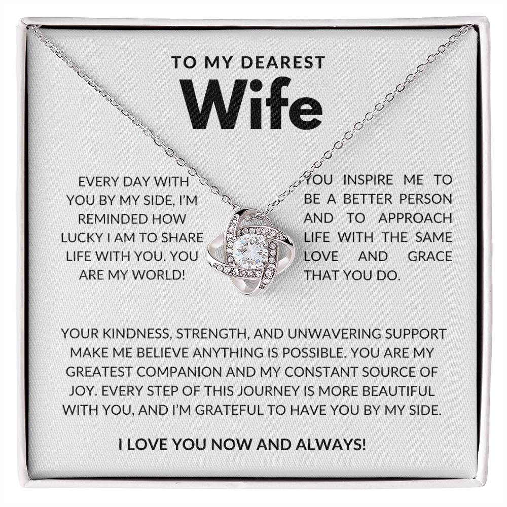 To My Dearest Wife Love Knot Necklace