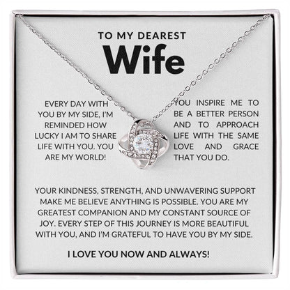 To My Dearest Wife Love Knot Necklace