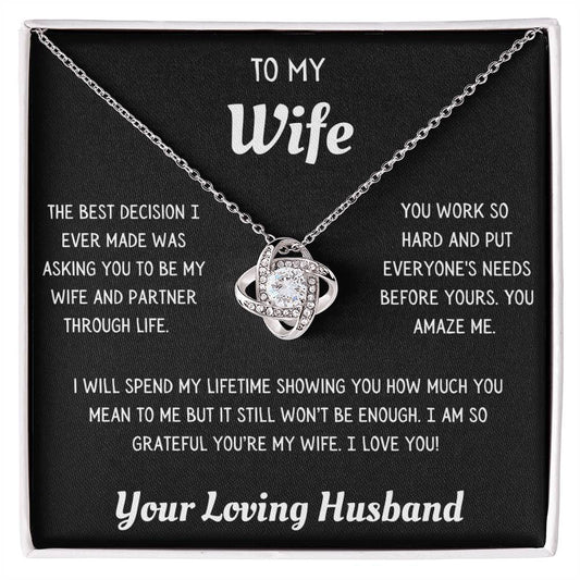 To My Wife Love Knot Necklace from Husband