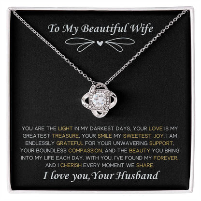 To My Beautiful Wife Love Knot Necklace From Husband