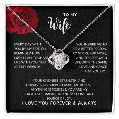 Wife Love You Forever and Always Love Knot Necklace