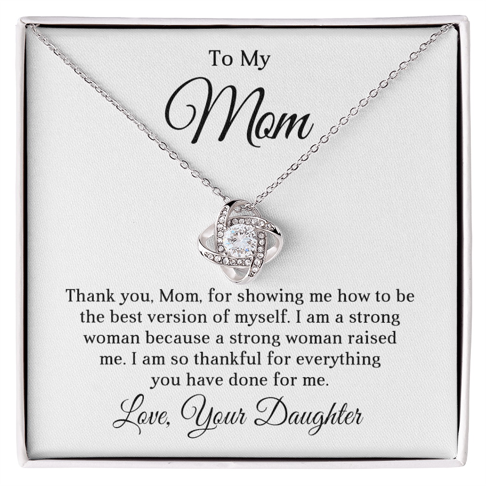 Grateful Love Knot Necklace to Mom from Daughter