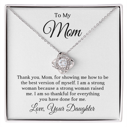 Grateful Love Knot Necklace to Mom from Daughter
