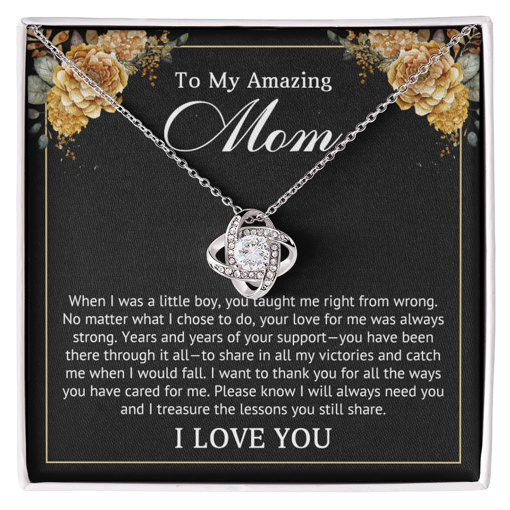 I Love You Mom Love Knot Necklace
