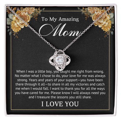 I Love You Mom Love Knot Necklace