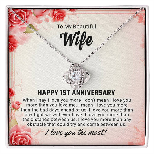 To My Beautiful Wife - Anniversary Gift - Love Knot Necklace