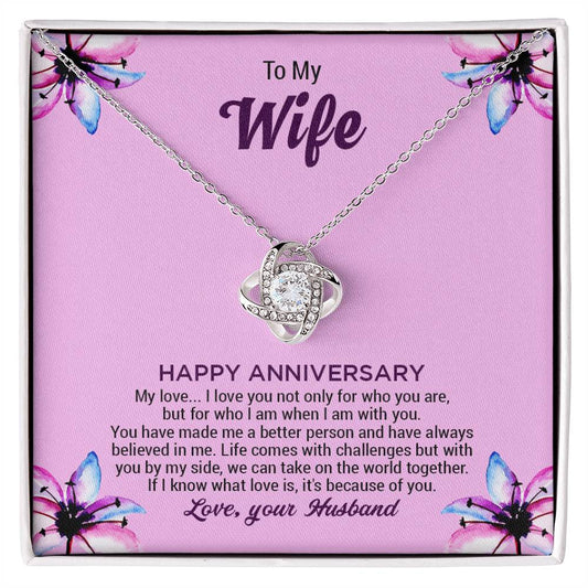 To My Wife Happy Anniversary - Love Knot Necklace