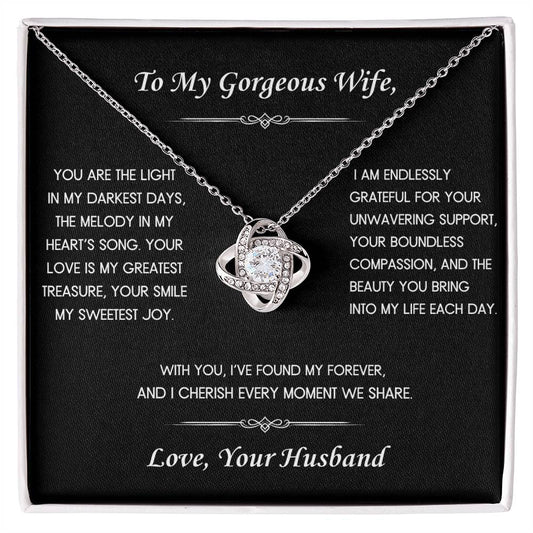 To My Gorgeous Wife Love Knot Necklace