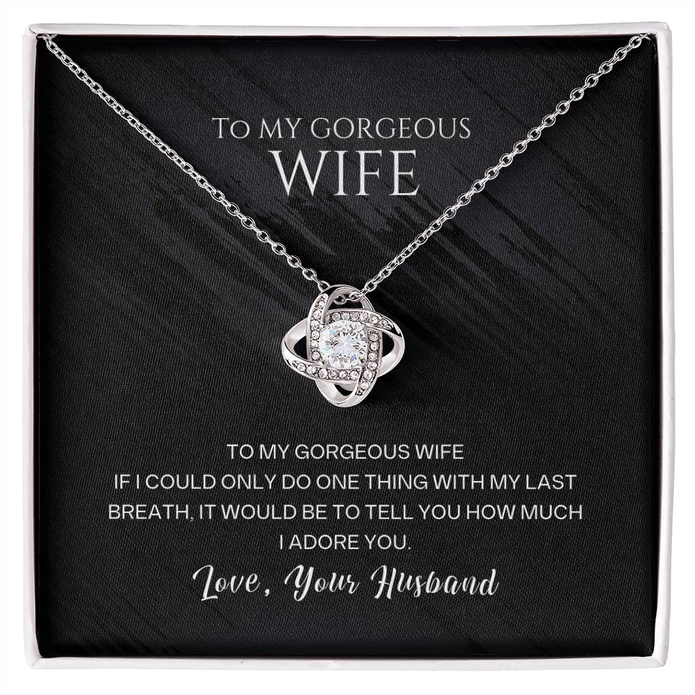 I Adore You Love Knot Pendant Necklace for Wife