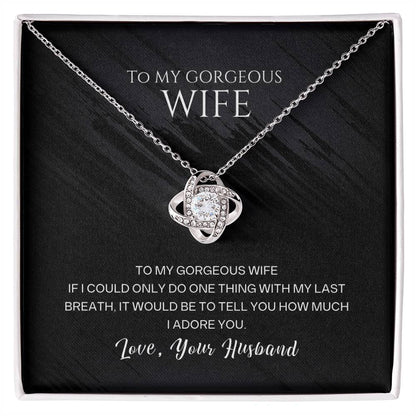 I Adore You Love Knot Pendant Necklace for Wife