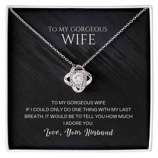I Adore You Love Knot Pendant Necklace for Wife