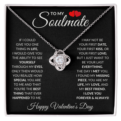 To My Soulmate Happy Valentine's Day Love Knot Necklace