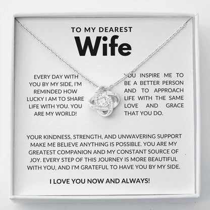 To My Dearest Wife Love Knot Necklace