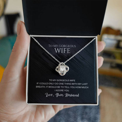I Adore You Love Knot Pendant Necklace for Wife