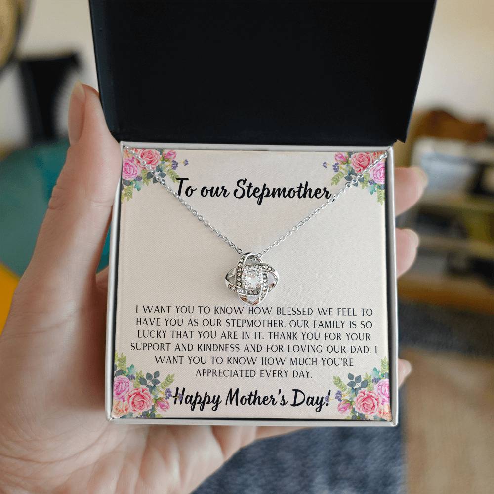 To our Stepmother Love Knot Necklace