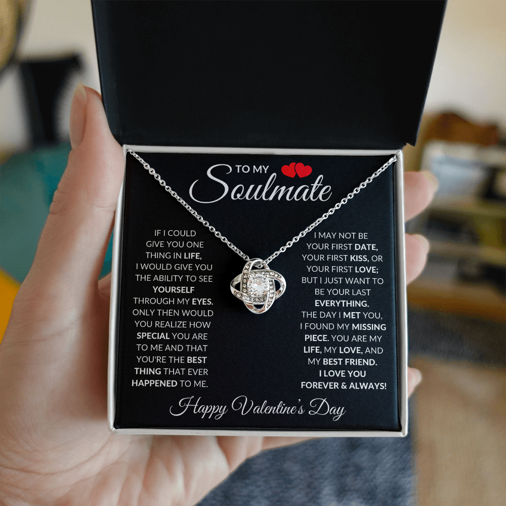 To My Soulmate Happy Valentine's Day Love Knot Necklace