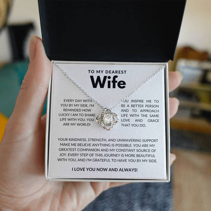 To My Dearest Wife Love Knot Necklace
