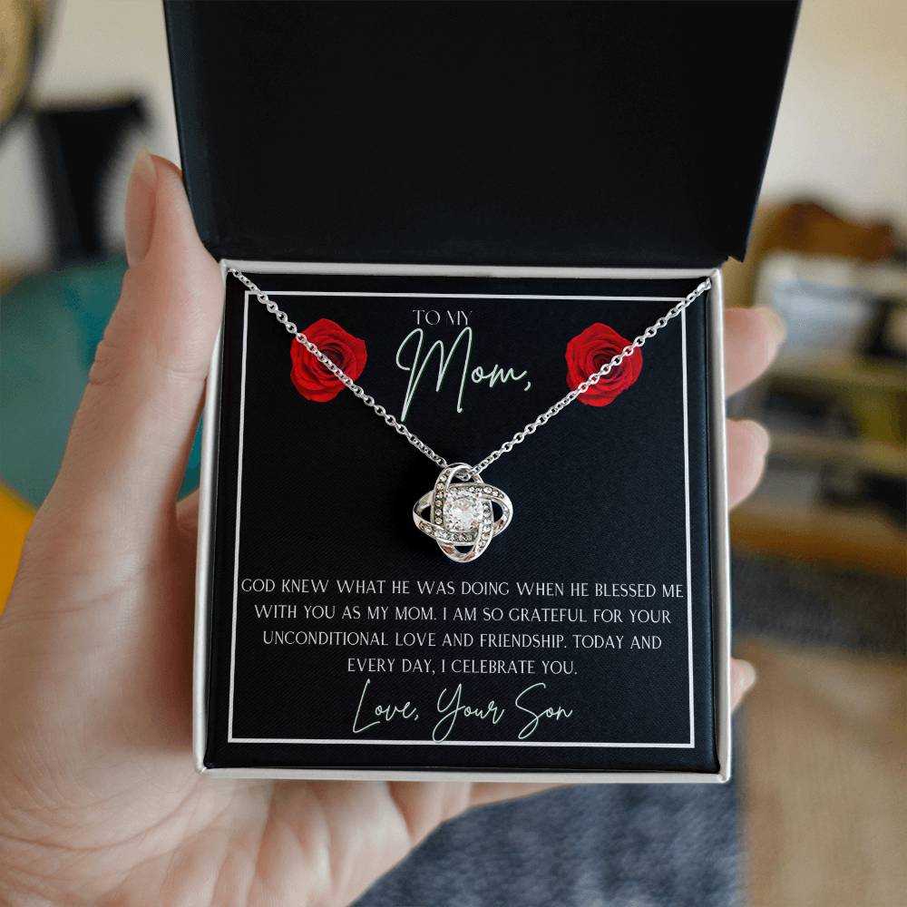 TO MY MOM FROM SON LOVE KNOT NECKLACE