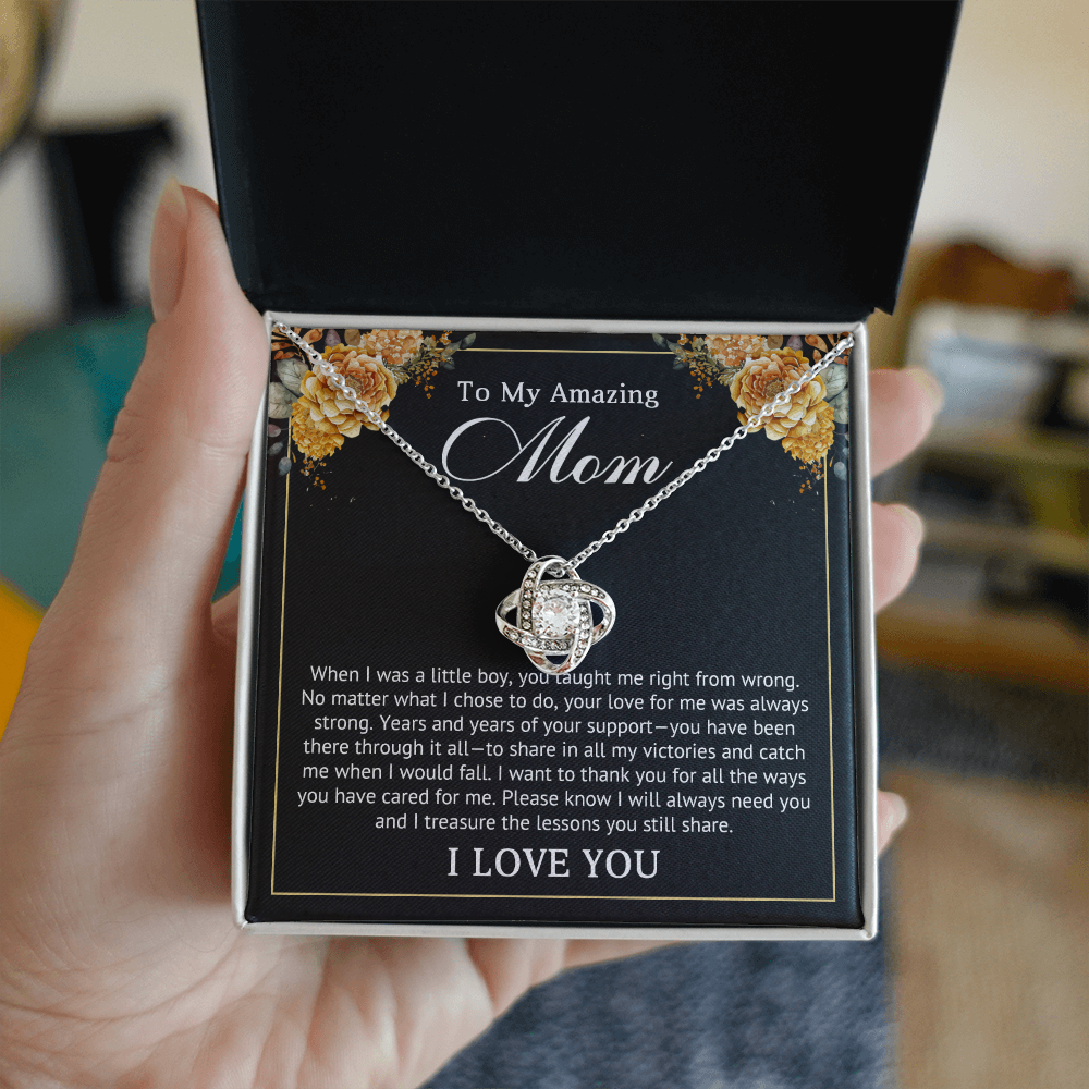 I Love You Mom Love Knot Necklace