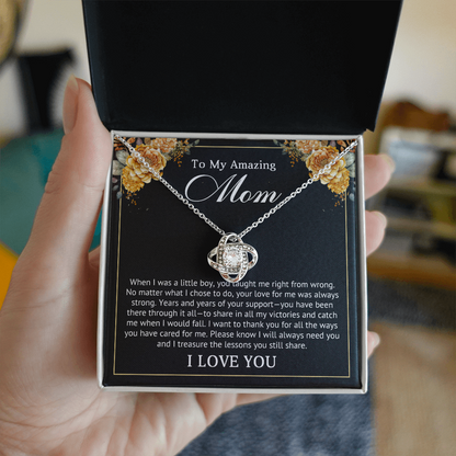 I Love You Mom Love Knot Necklace
