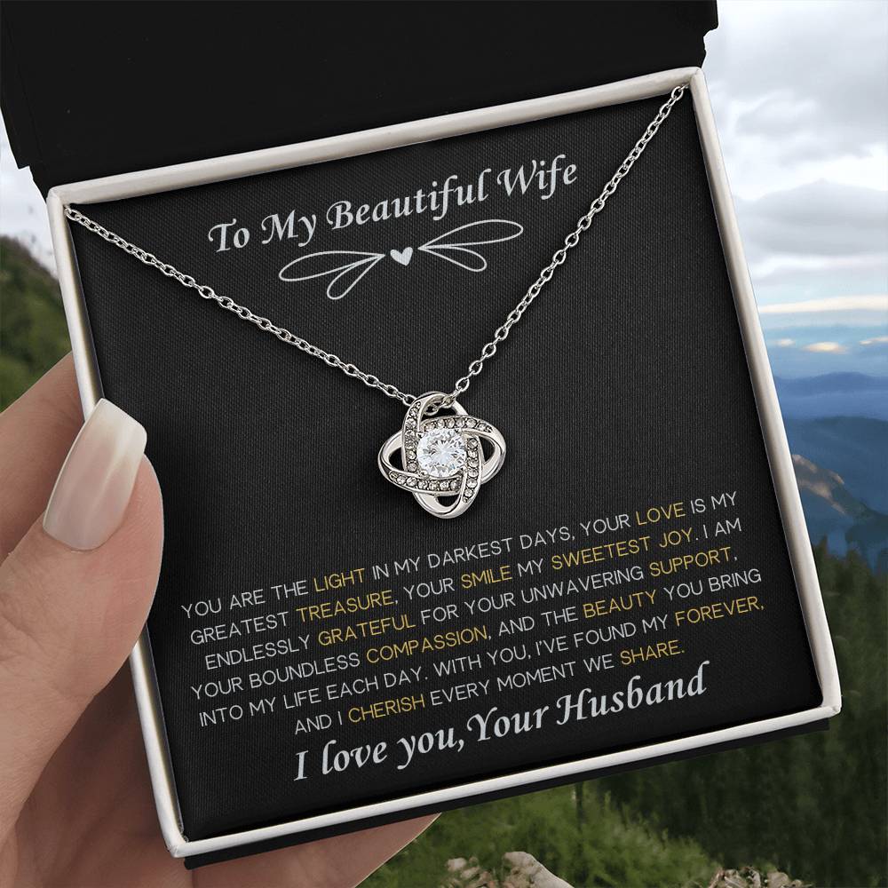 To My Beautiful Wife Love Knot Necklace From Husband