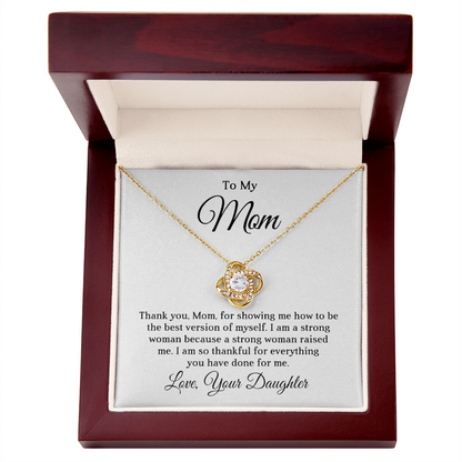 Grateful Love Knot Necklace to Mom from Daughter