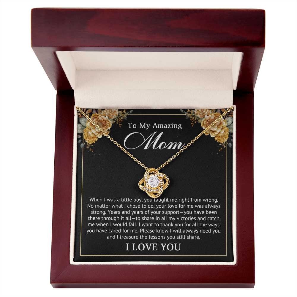 I Love You Mom Love Knot Necklace
