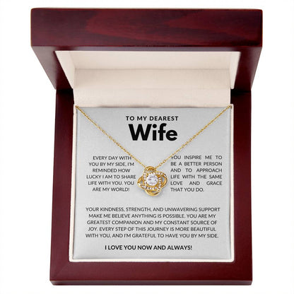 To My Dearest Wife Love Knot Necklace
