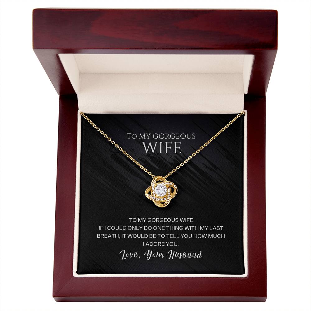 I Adore You Love Knot Pendant Necklace for Wife