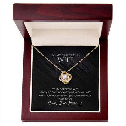 I Adore You Love Knot Pendant Necklace for Wife