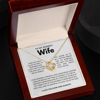To My Dearest Wife Love Knot Necklace