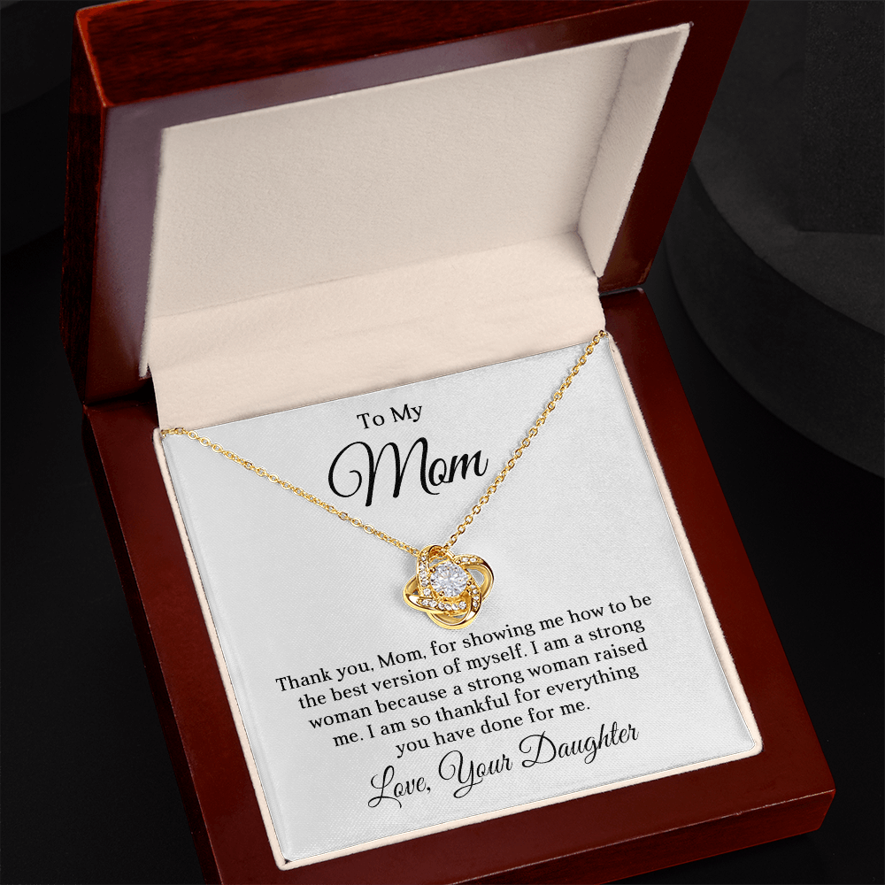 Grateful Love Knot Necklace to Mom from Daughter