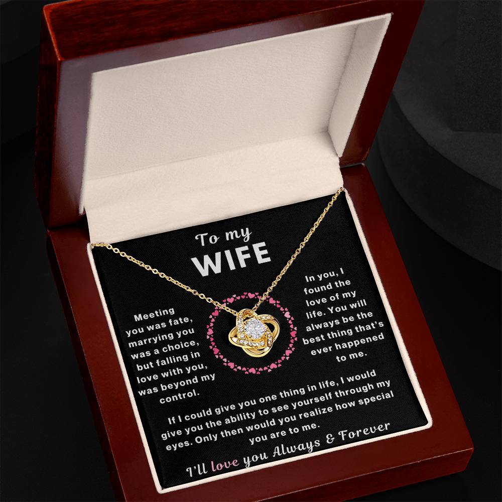 Wife Love Always and Forever Love Knot Necklace