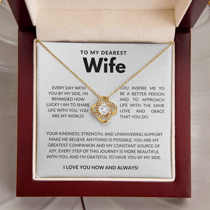 To My Dearest Wife Love Knot Necklace