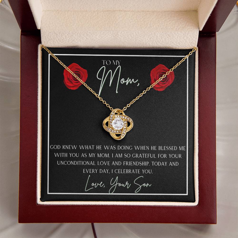 TO MY MOM FROM SON LOVE KNOT NECKLACE