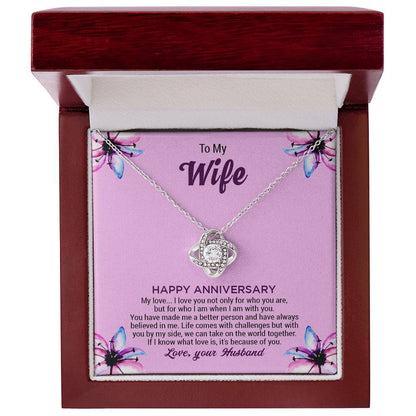 To My Wife Happy Anniversary - Love Knot Necklace