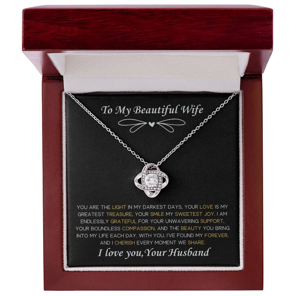 To My Beautiful Wife Love Knot Necklace From Husband