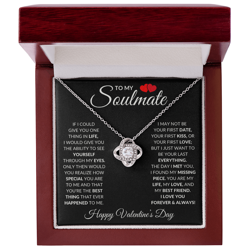 To My Soulmate Happy Valentine's Day Love Knot Necklace