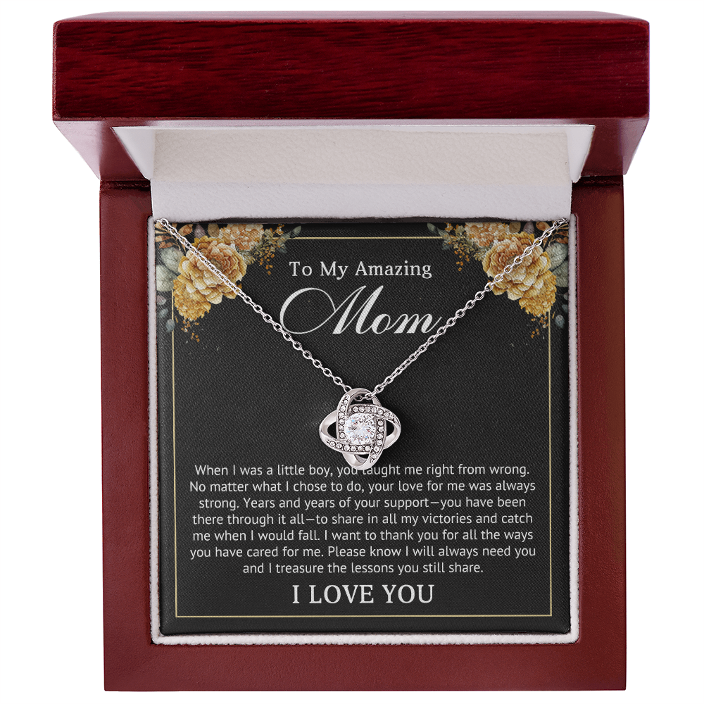 I Love You Mom Love Knot Necklace
