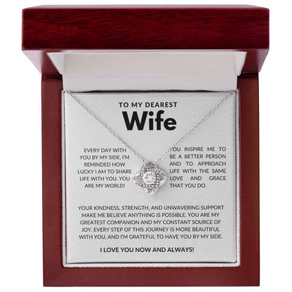 To My Dearest Wife Love Knot Necklace