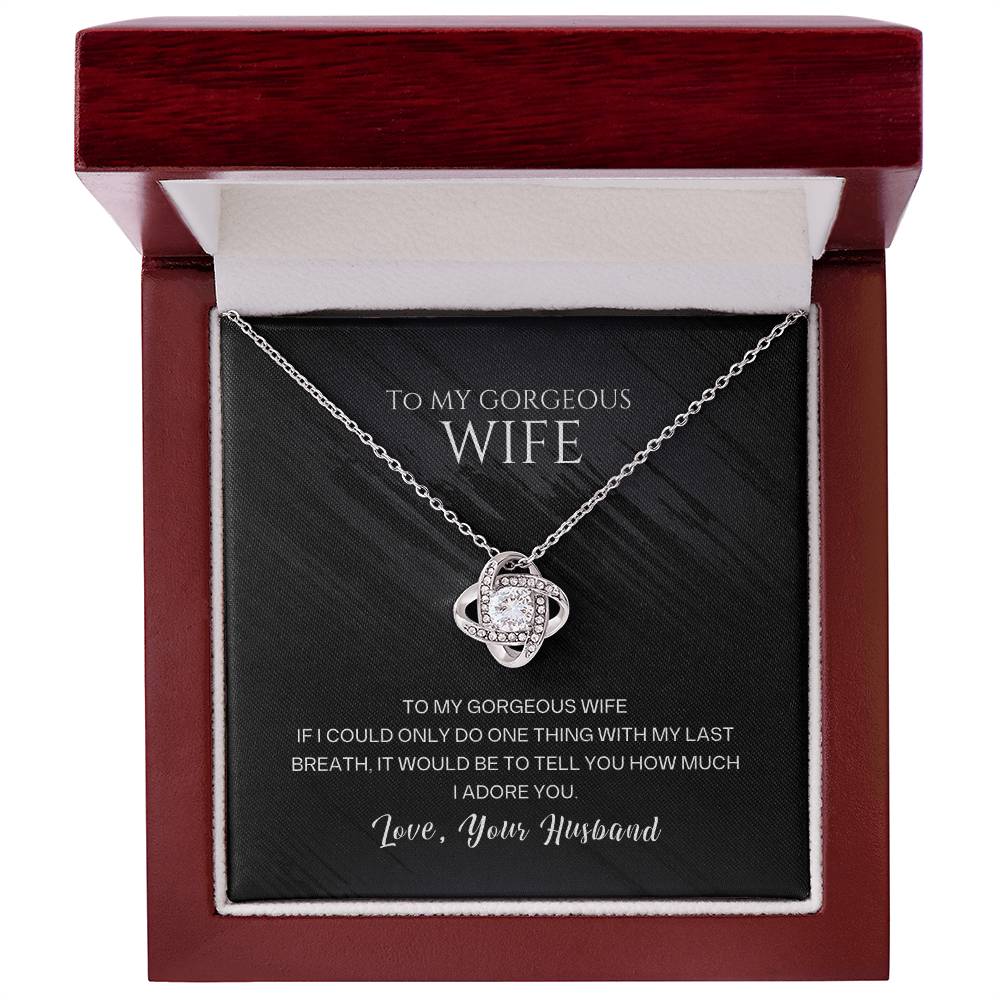 I Adore You Love Knot Pendant Necklace for Wife