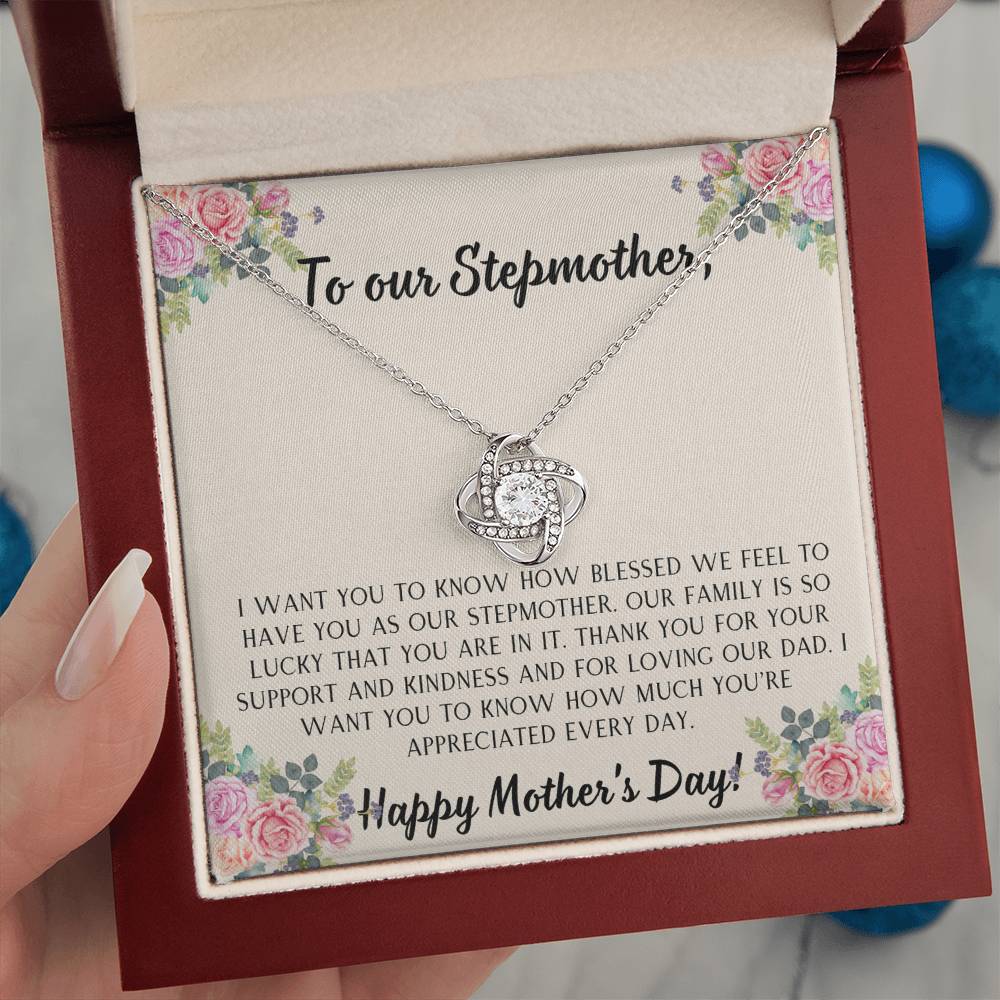 To our Stepmother Love Knot Necklace