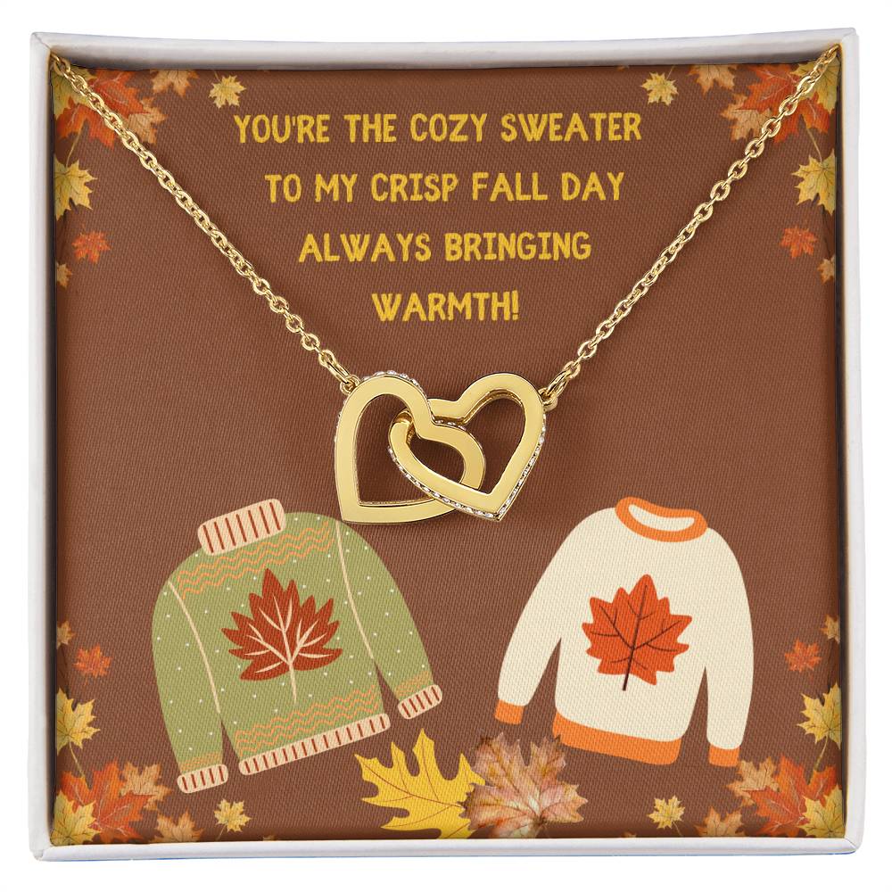 Cozy Fall Sweater Friendship Interlocking Hearts